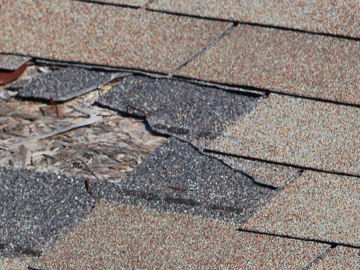 Image of a rood with discolored shingles