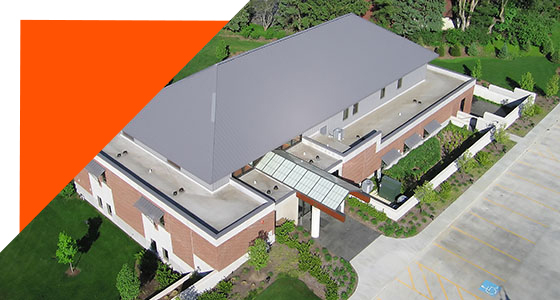 commercial roof with elastomeric coating